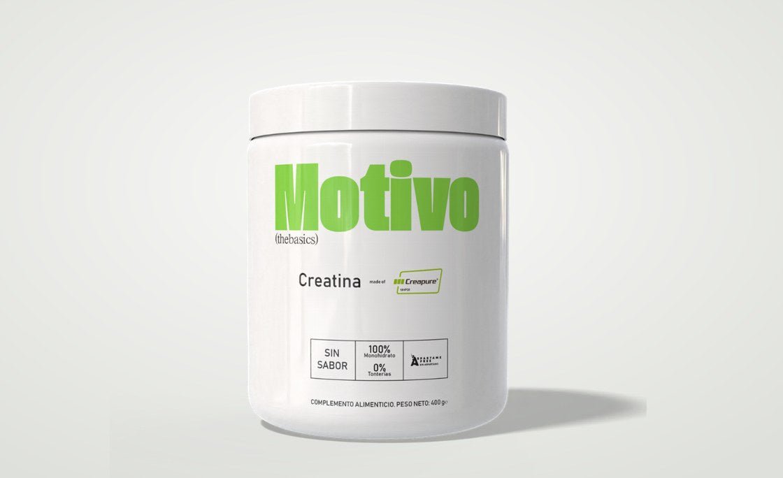 Bote de Creatina Creapure de Motivo sobre un fondo claro