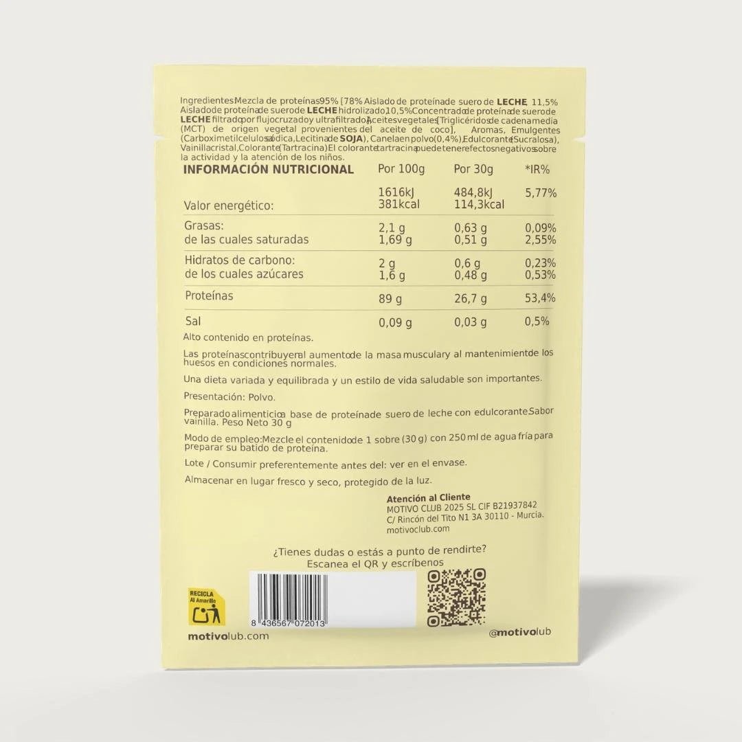 Proteína Isolate 90% | 30 Sobres Monodosis - Alta Pureza Sin Azúcar - motivoclub Suplementos Deportivos de motivoclub | Motivo Club