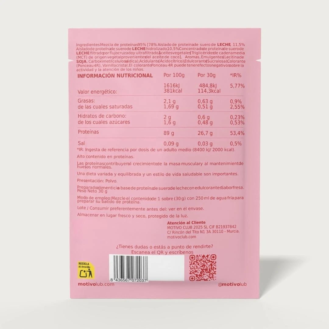 Proteína Isolate 90% | 30 Sobres Monodosis - Alta Pureza Sin Azúcar - motivoclub Suplementos Deportivos de motivoclub | Motivo Club