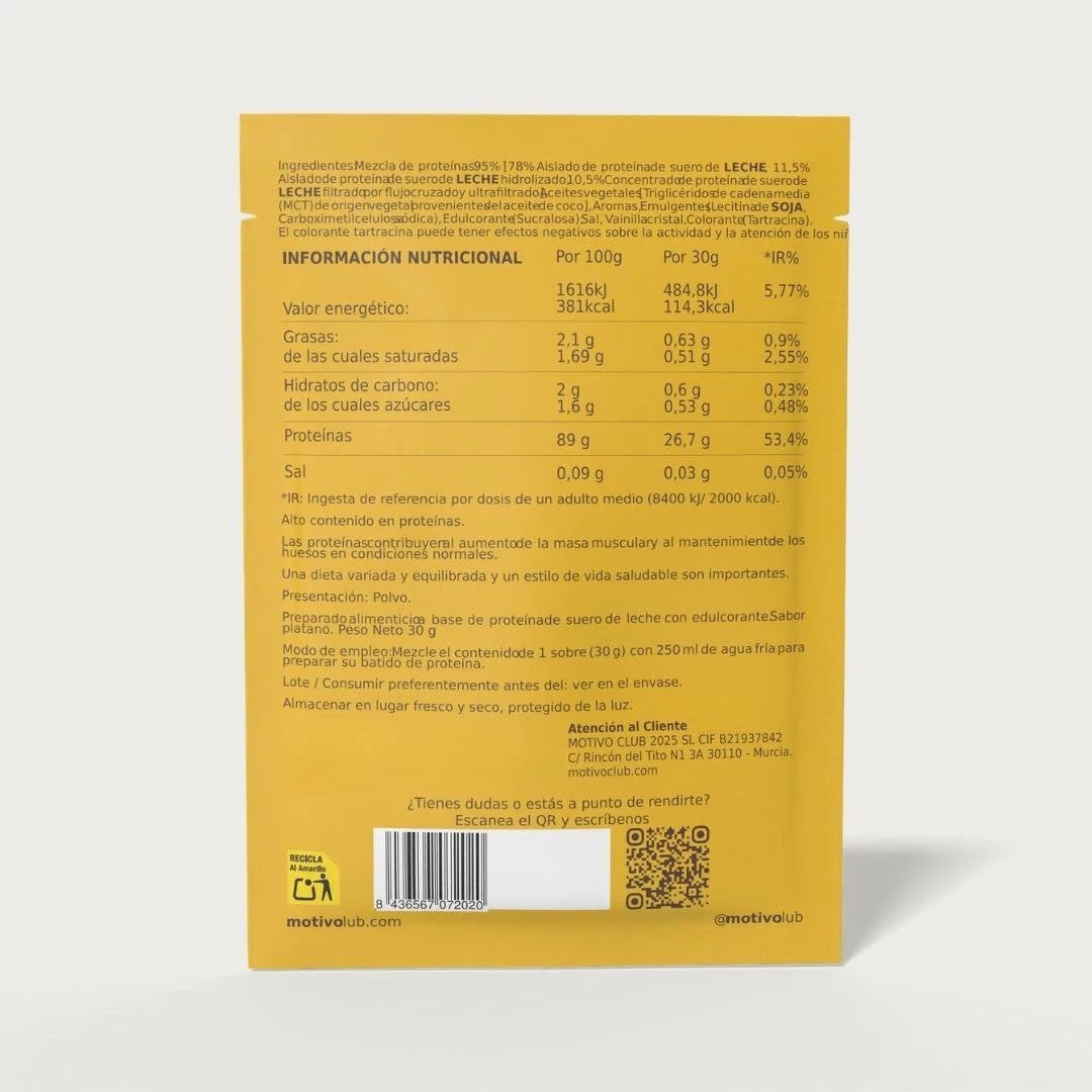 Proteína Isolate 90% | 30 Sobres Monodosis - Alta Pureza Sin Azúcar - motivoclub Suplementos Deportivos de motivoclub | Motivo Club